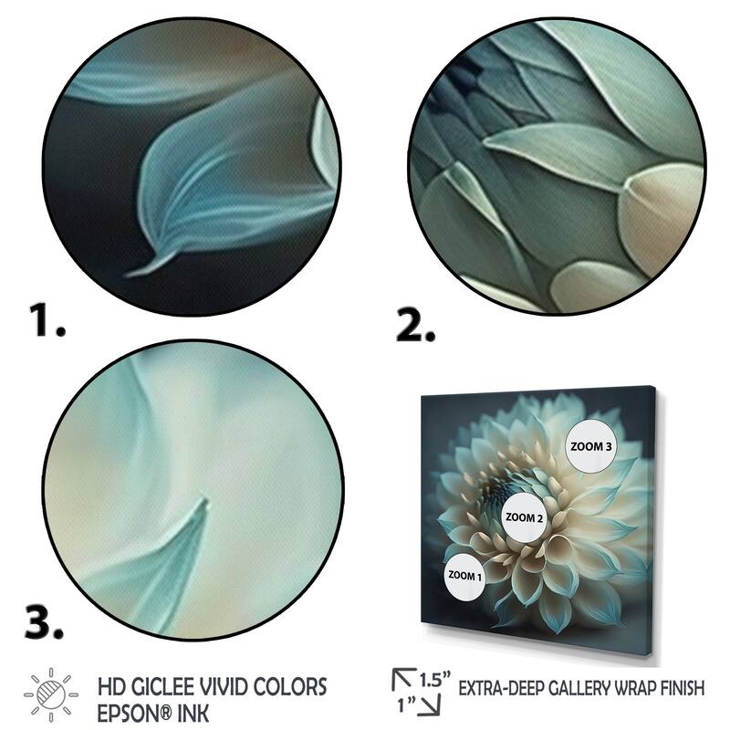 Designart "Blue And White Dahlia Flowers V" Floral Dahlia Framed Canvas Art Print Bed Bath